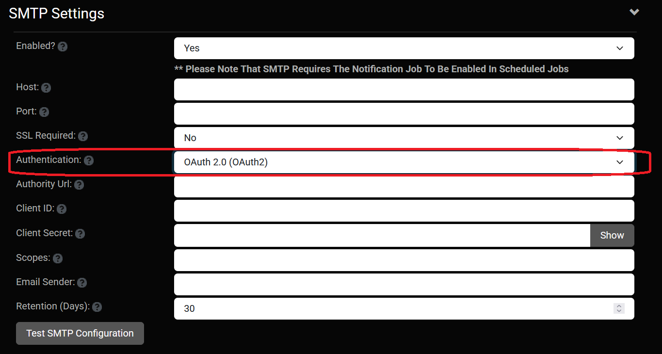 SMTP OAuth2 Authentication