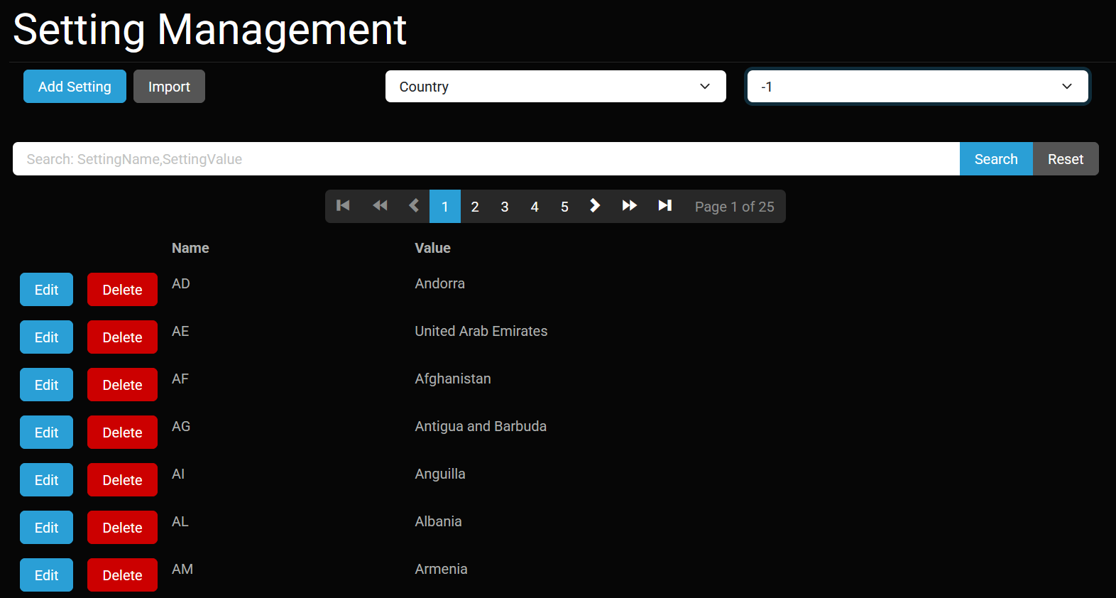 Setting Management